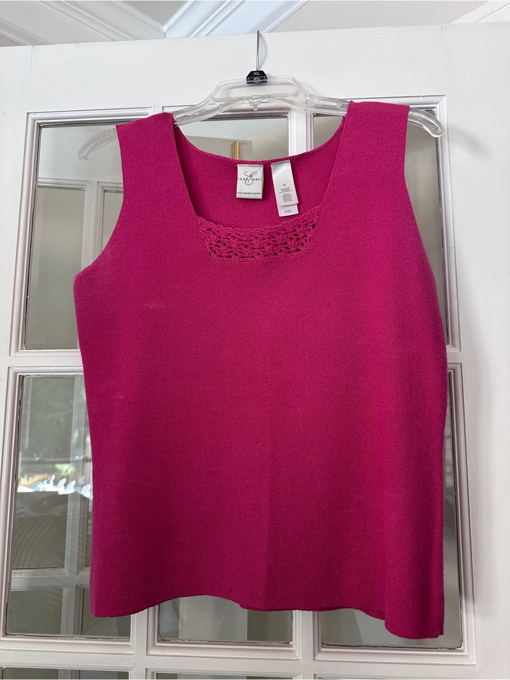 Emma James Fuchsia Knit Tank with Crocheted Scoop